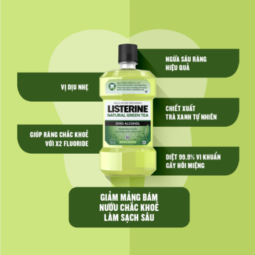 Combo 2 Nước Súc Miệng Listerine Trà Xanh Ngừa Sâu Răng 750ml