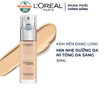 Kem Nền L'Oréal Mịn Nhẹ Dưỡng Da Dạng Lỏng N1 30ml