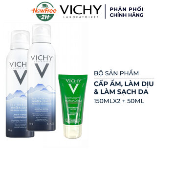 Bộ Sản Phẩm Vichy 02 Cấp Ẩm &amp; Làm Sạch Da 3 Món