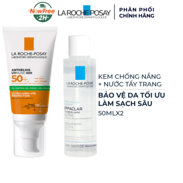 Combo La Roche-Posay Chống Nắng Kiềm Dầu &amp; Tẩy Trang Da Dầu