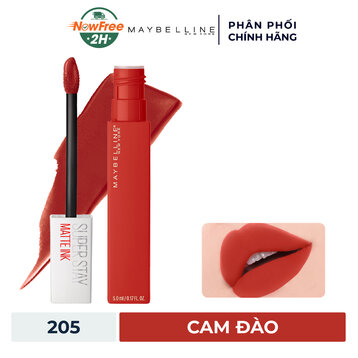 Son Kem Lì Maybelline 16h Lâu Trôi #205 Cam Đào 5ml