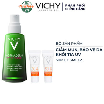 Bộ Sản Phẩm Vichy Giảm Mụn &amp; Chống Nắng 3 Món