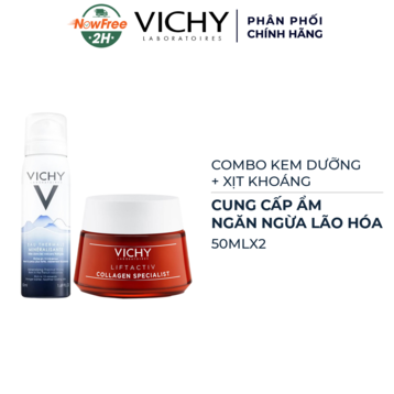 Combo Vichy Kem Dưỡng Ngừa Lão Hóa 50ml + Xịt Khoáng 50ml