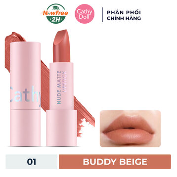 Son Thỏi Cathy Doll Mịn Lì 01 Buddy Beige 3.5g