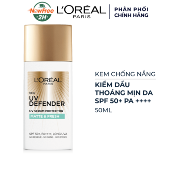 Kem Chống Nắng L'Oreal Mịn Nhẹ Kiềm Dầu Thoáng Mịn Da 50ml