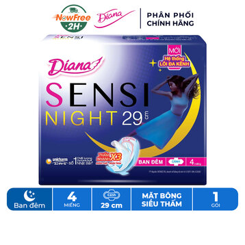 Băng Vệ Sinh Diana Sensi Night Ban Đêm 29cm Gói 4 Miếng
