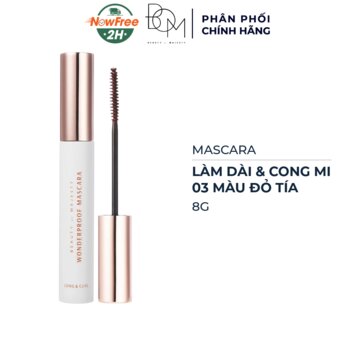Mascara B.O.M Làm Dài &amp; Cong Mi 03 Màu Đỏ Tía 8g