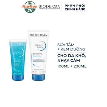Combo Bioderma Sữa Tắm Và Kem Dưỡng Cho Da Khô, Nhạy Cảm