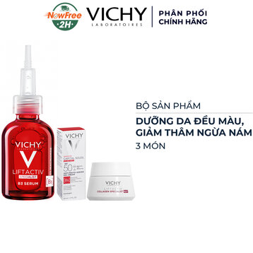 Bộ Vichy Dưỡng Da Đều Màu, Giảm Thâm Ngừa Nám 3 Món