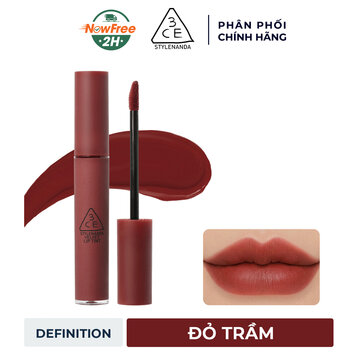 Son Kem Lì 3CE Mịn Như Nhung Definition - Đỏ Trầm 4g
