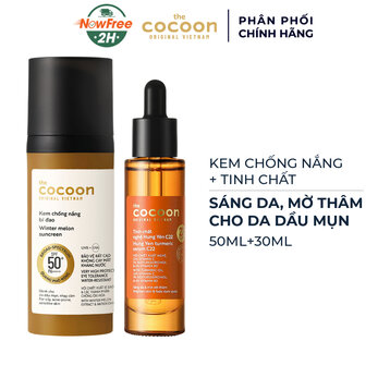 Combo Cocoon Kem Chống Nắng Bí Đao &amp; Tinh Chất Nghệ Hưng Yên x2.2