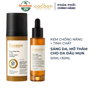 Combo Cocoon Kem Chống Nắng Bí Đao &amp; Tinh Chất Nghệ Hưng Yên
