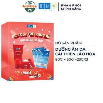 Bộ Sản Phẩm Hada Labo Da Tươi Trẻ Rạng Rỡ Tặng 3 Mặt Nạ Dưỡng Ẩm