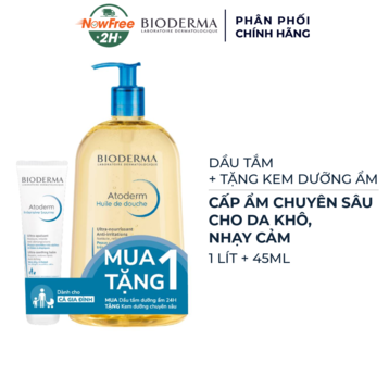 [Mua 1 Tặng 1] Bioderma Dầu Tắm 1 Lít Tặng Kem Dưỡng Ẩm Chuyên Sâu 45ml