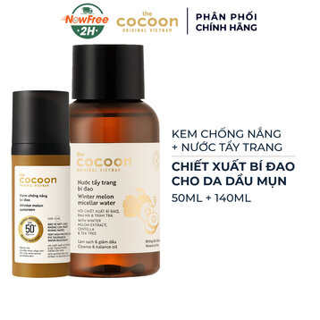 Combo Cocoon Kem Chống Nắng 50ml + Nước Tẩy Trang Bí Đao 140ml