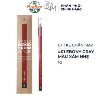 Chì Kẻ Chân Mày B.O.M 01 Ebony Gray Màu Xám Nhẹ 1g