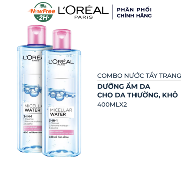 Combo 2 Nước Tẩy Trang L'Oreal Dưỡng Ẩm Cho Da Thường, Khô 400ml