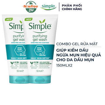 Combo 2 Gel Rửa Mặt Simple Thanh Khiết, Giảm Bóng Nhờn 150ml