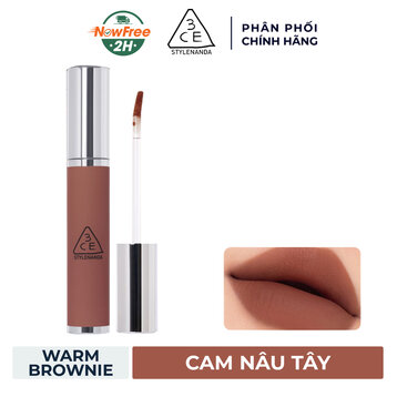 Son Lì 3CE Mịn Môi Warm Brownie - Cam Nâu Tây 4g