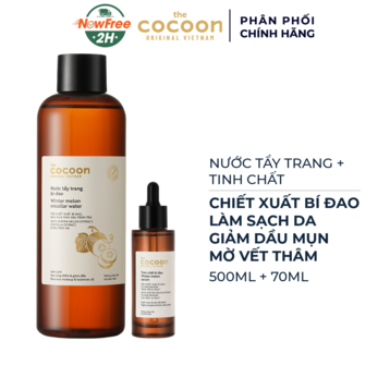 Combo Cocoon Nước Tẩy Trang 500ml + Tinh Chất Bí Đao Giảm Dầu Mụn, Mờ Thâm 70ml