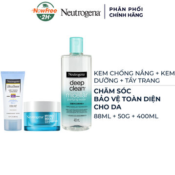 Combo Neutrogena Kem Chống Nắng 88ml + Kem Dưỡng Da Dầu 50g + Nước Tẩy Trang 400ml