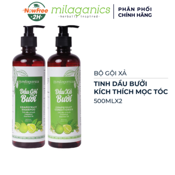 Bộ Gội Xả Milaganics Tinh Dầu Bưởi Kích Thích Mọc Tóc 500ml/Chai