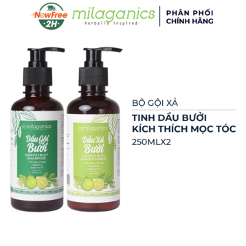 Bộ Gội Xả Milaganics Tinh Dầu Bưởi Kích Thích Mọc Tóc 250ml/Chai