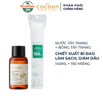 Combo Nước Tẩy Trang Cocoon Bí Đao 140ml + Bông Tẩy Trang Hotosu 150 Miếng