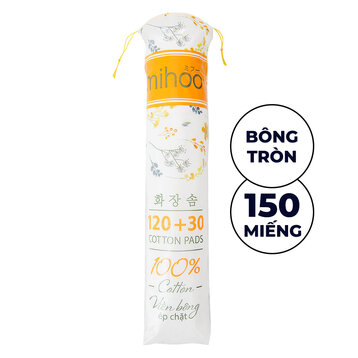 Bông Tẩy Trang Mihoo Bông Tròn Túi 150 Miếng