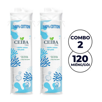 Combo 2 Bông Tẩy Trang Ceiba 100% Chất Liệu Cotton 120 Miếng