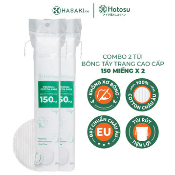 Combo 2 Bông Tẩy Trang Hotosu Cao Cấp 150 Miếng