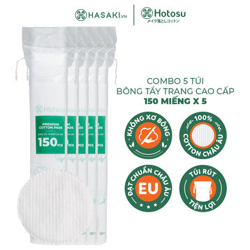 Combo 5 Bông Tẩy Trang Hotosu Cao Cấp 150 Miếng