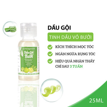 [Mini] Dầu Gội Milaganics Tinh Dầu Bưởi Kích Thích Mọc Tóc 25ml