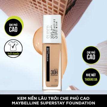 Kem Nền Maybelline 30H Lâu Trôi Che Phủ Cao #128 30ml