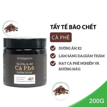 Tẩy Tế Bào Chết Toàn Thân Milaganics Từ Cà Phê 200g (Mới)