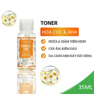 [Mini] Toner Milaganics Hoa Cúc &amp; AHA Ngừa Mụn, Giảm Dầu 35ml