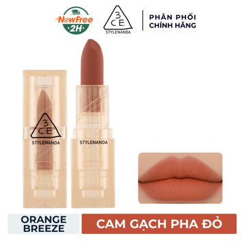 Son Thỏi 3CE Vỏ Trong Màu Lì Orange Breeze - Cam Gạch Pha Đỏ 3.5g (HSD: 10/10/2025)