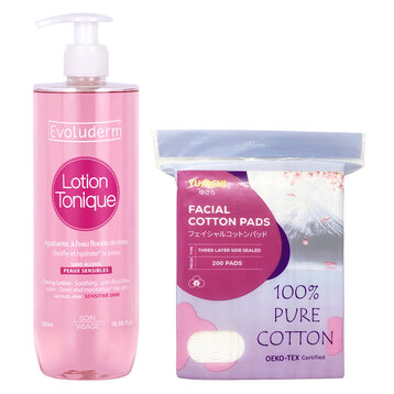 Combo Nước Hoa Hồng Evoluderm Da Khô + Bông Tẩy Trang Yusachi Suzuran