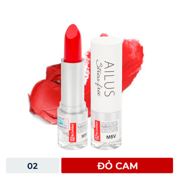 Son Lì Naris Ailus Mịn Môi Màu 02 Đỏ Cam 4g
