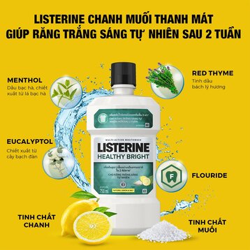 Nước Súc Miệng Listerine Giúp Răng Trắng Sáng 250ml