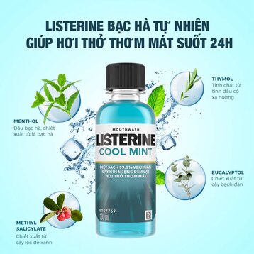 Nước Súc Miệng Listerine Hơi Thở Thơm Mát 100ml
