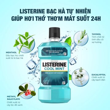 Nước Súc Miệng Listerine Hơi Thở Thơm Mát 250ml