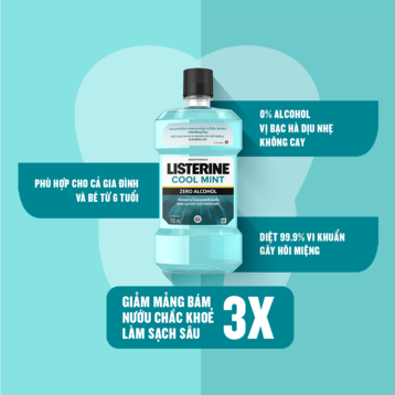 Nước Súc Miệng Listerine Hơi Thở Thơm Mát Không Cay 750ml