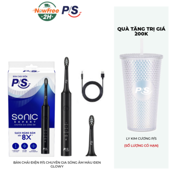 Bàn Chải Điện P/S Chuyên Gia Sóng Âm Màu Đen Glowy