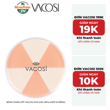 Bông Phấn Ướt Vacosi Tam Giác BP14 (Hộp 6 Miếng)