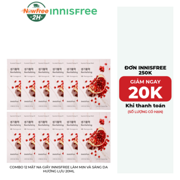 Combo 12 Mặt Nạ Giấy innisfree Làm Mịn Và Sáng Da Hương Lựu 20ml