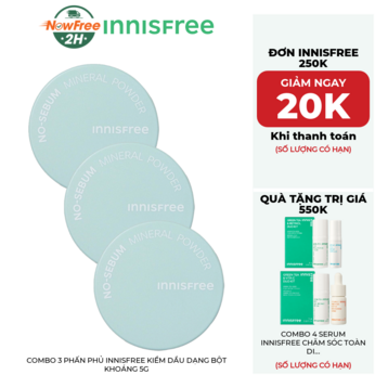 Combo 3 Phấn Phủ innisfree Kiềm Dầu Dạng Bột Khoáng 5g