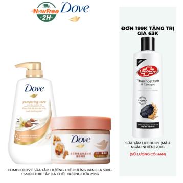Combo Dove Sữa Tắm Dưỡng Thể Hương Vanilla 500g + Smoothie Tẩy Da Chết Hương Dừa 298g