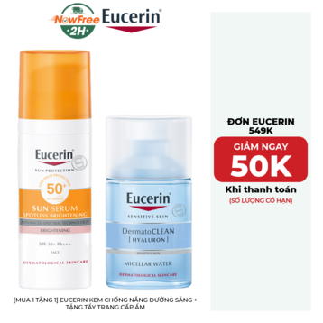 [Mua 1 Tặng 1] Eucerin Kem Chống Nắng Dưỡng Sáng + Tặng Tẩy Trang Cấp Ẩm