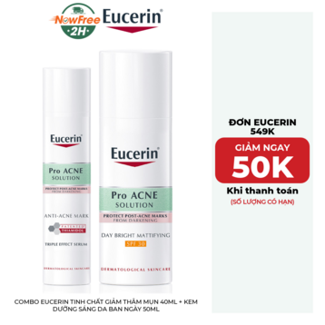Combo Eucerin Tinh Chất Giảm Thâm Mụn 40ml + Kem Dưỡng Sáng Da Ban Ngày 50ml